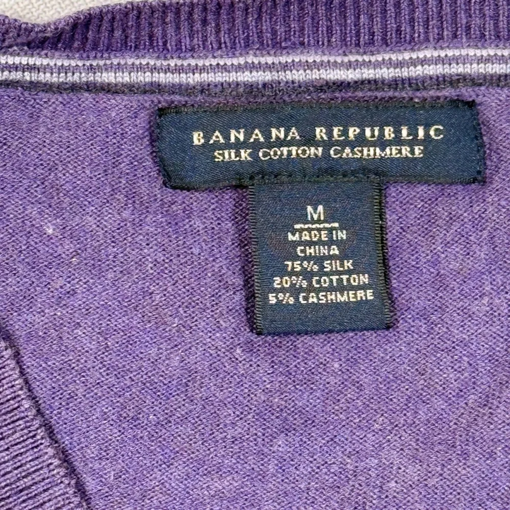Banana Republic Mens Purple Silk Cotton Cashmere V-Neck Sweater Size M
